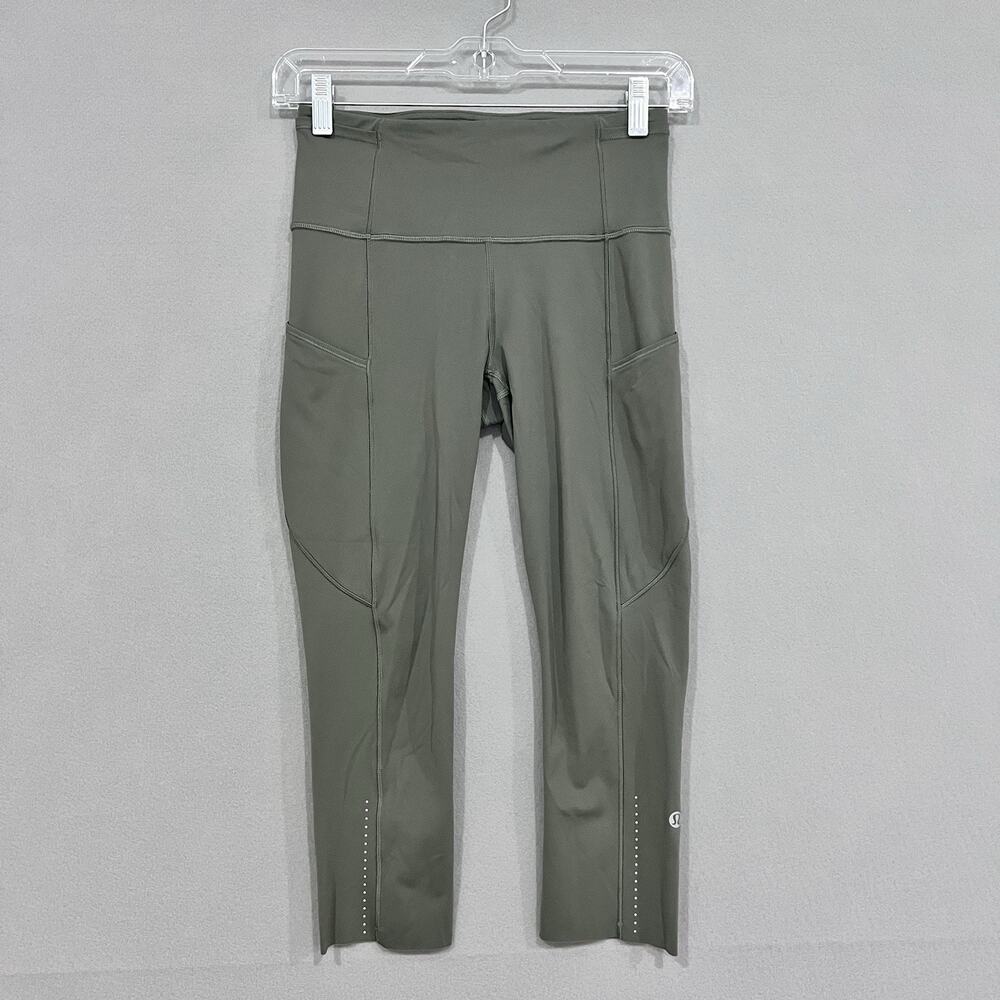 Lululemon Fast Free High Rise Crop 19" Leggings Size 4 Grey Eucalyptus